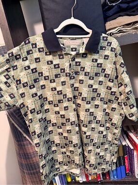 Vintage M.E. Sport Paisley Polo Shirt – Men’s Large | 100% Cotton | Y2K Golf